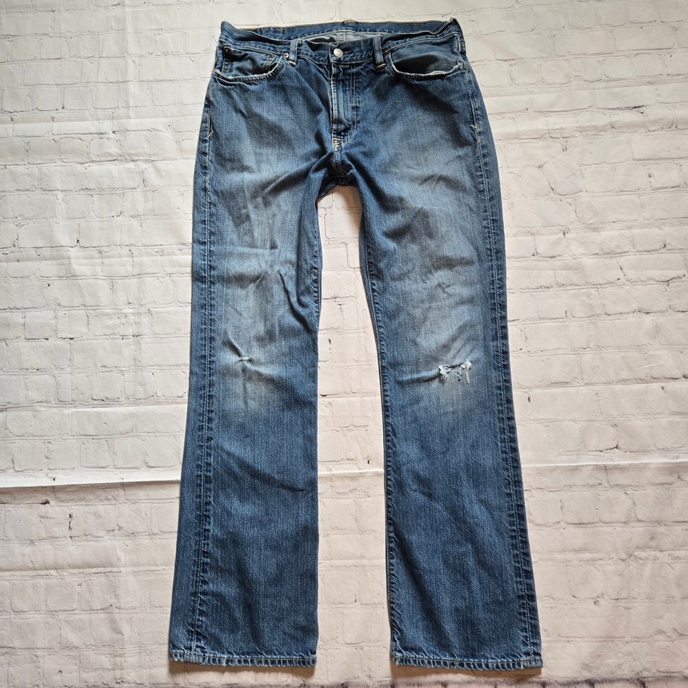 Polo Ralph Lauren Y2k Mens low loose bootcut Distressed Jeans 33x32 skater gruge